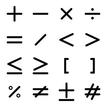Mathematical Icons. Math symbols. Vector icons for calculations. Stock Illustration