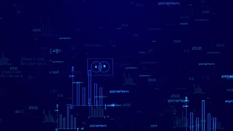 Mathematical Math Formulas blue Cybersecurity Molecular digital made of binary Stock Footage 295327859