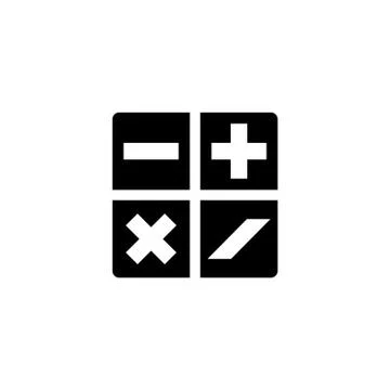 Mathematical Plus, Minus, Multiplication, Division Flat Vector Icon Stock Illustration