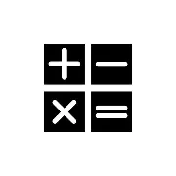 Mathematical Plus, Minus, Multiplication, Division Flat Vector Icon Stock Illustration