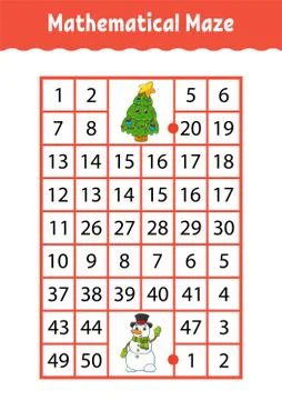 Mathematical rectangle maze. Game for kids. Number labyrinth. Education works 스톡 일러스트