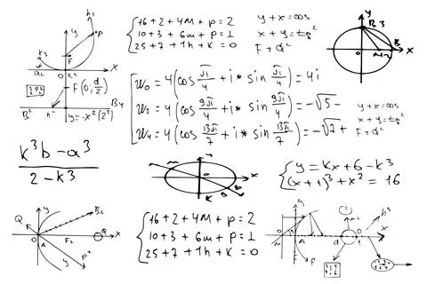 Mathematical, scientific formulas and expressions. Educational, vector Stock Illustration