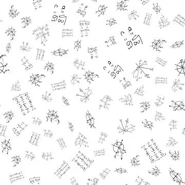 Mathematical, scientific formulas and expressions. Educational, vector seamless Stock Illustration