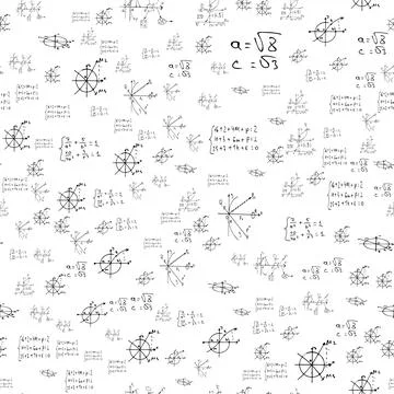 Mathematical, scientific formulas and expressions. Educational, vector seamless Stock Illustration