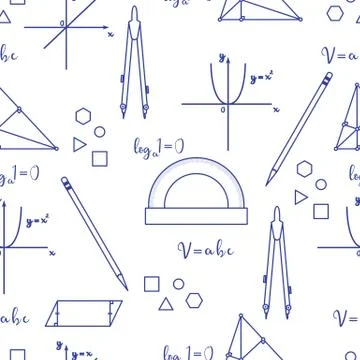 Mathematical scientific vector seamless pattern. Stock Illustration