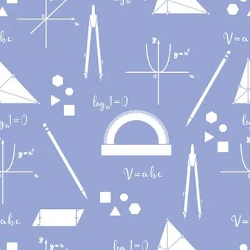 Mathematical scientific vector seamless pattern. Illustrazione stock