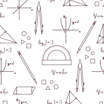 Mathematical scientific vector seamless pattern. Stock Illustration