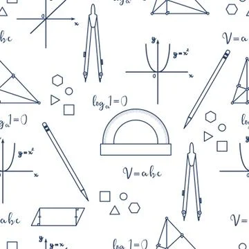 Mathematical scientific vector seamless pattern. Stock Illustration