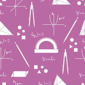 Mathematical scientific vector seamless pattern. Stock Illustration