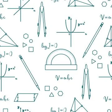 Mathematical scientific vector seamless pattern. Illustrazione stock