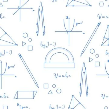 Mathematical scientific vector seamless pattern. 库存插图
