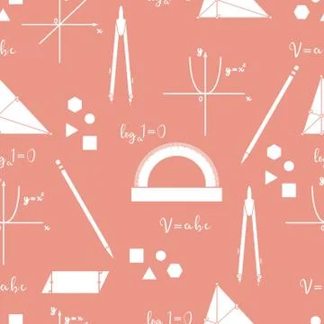 Mathematical scientific vector seamless pattern. Stock Illustration