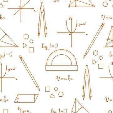 Mathematical scientific vector seamless pattern. 库存插图