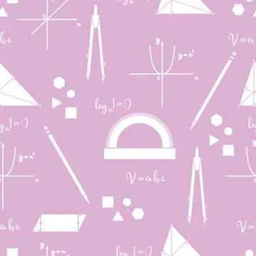 Mathematical scientific vector seamless pattern. 库存插图