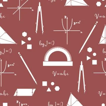 Mathematical scientific vector seamless pattern. Stock Illustration