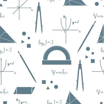 Mathematical scientific vector seamless pattern. Stock Illustration
