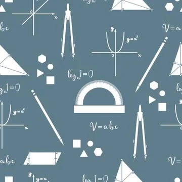 Mathematical scientific vector seamless pattern. Stock Illustration