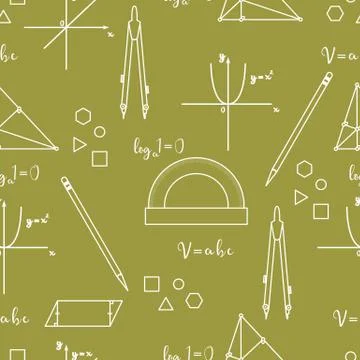 Mathematical scientific vector seamless pattern. Stock Illustration