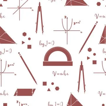 Mathematical scientific vector seamless pattern. Stock Illustration