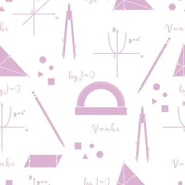 Mathematical scientific vector seamless pattern. 库存插图
