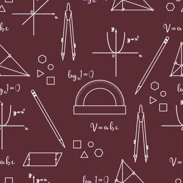 Mathematical scientific vector seamless pattern. Stock Illustration