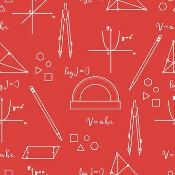 Mathematical scientific vector seamless pattern. 库存插图