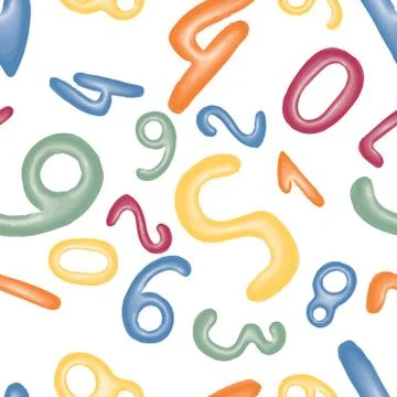 Mathematical seamless pattern. Plasticine figures for children. 스톡 일러스트