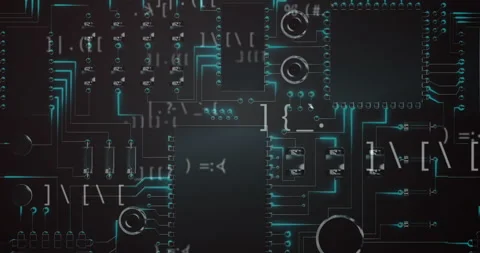 Mathematical symbols against microprocessor connections Stock Footage 141700937
