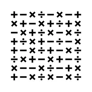 Mathematical symbols pattern of addition, subtraction, multiplication, and .. Stock Illustration