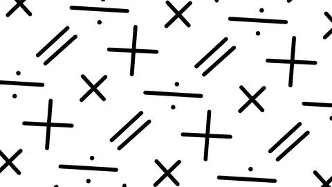 Mathematical symbols pattern background. Hand drawn arithmetic signs for ed.. Illustrazione stock