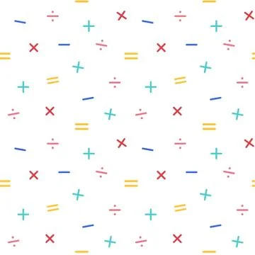 Mathematical symbols seamless pattern background, vector illustration Stock Illustration