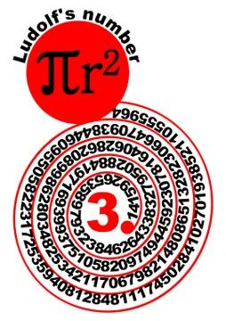 Mathematical theme with Ludolfs number. Decimal numbers in a spiral. Mathemat Stock Illustration
