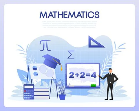 Mathematical theory formulas. Math school subject. Learning mathematics, idea. Stock Illustration