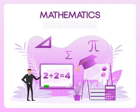 Mathematical theory formulas. Math school subject. Learning mathematics, idea. Stockillustratie