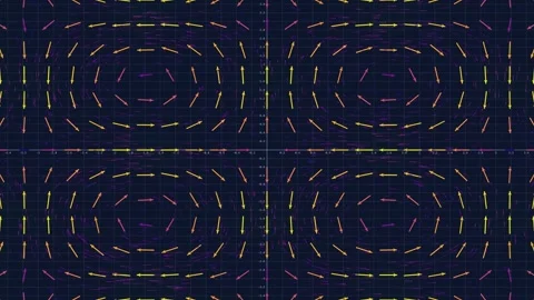 Mathematical Vector Field Visualization on Cartesian Coordinate Grid, Abstract Stock Footage 347276835