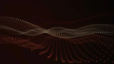 Mathematical wave structure of glowing particles flows across the frame Stock Footage 342216048