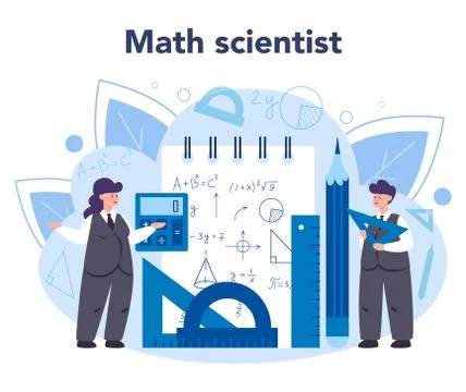 Mathematician concept. Mathematician seek and use scientific pattern Illustrazione stock