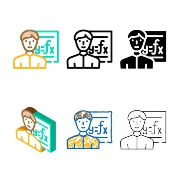 Mathematician engineer worker types color icon vector Illustrazione stock
