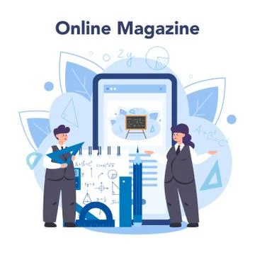 Mathematician online service or platform. Mathematician seek and use Illustrazione stock