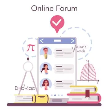 Mathematician online service or platform. Mathematician seek Illustrazione stock