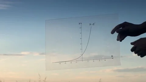 Mathematician showing an exponential graph against a sunset background Stock Footage 167168163