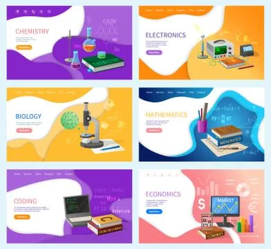 Mathematics Algebra and Geometry Web Pages Set Illustrazione stock