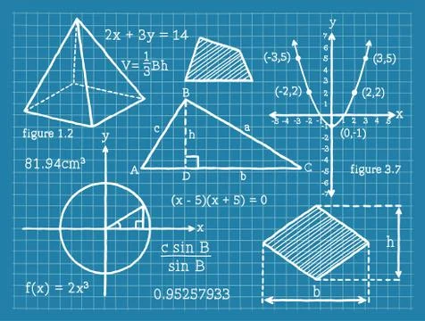 Mathematics, Algebra, Geometry, Trigonometry Illustrazione stock