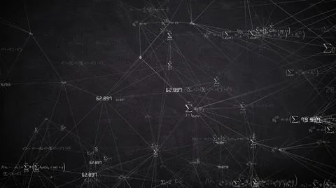 Mathematics and physics formula calculation in abstract digital space  Stock Illustration