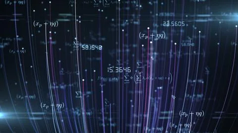 Mathematics and physics formula calculation in abstract digital space  Stock Illustration