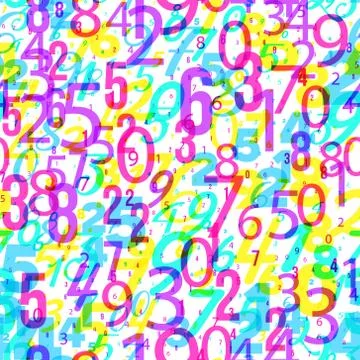 Mathematics background - different numbers math pattern, bright neon 80s styl Stock Illustration