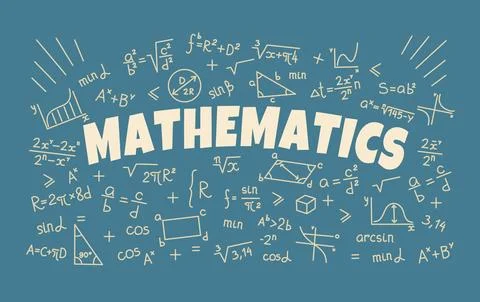 Mathematics background, math symbols and formulas Stock Illustration