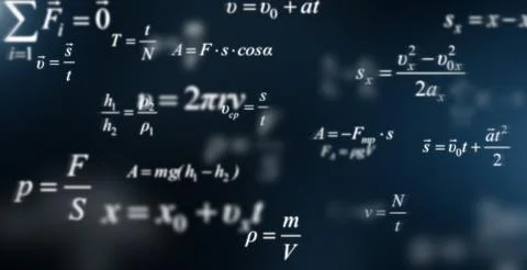 Mathematics background with scientific formulas and calculations Illustrazione stock