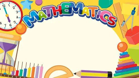 Mathematics Border Background: Vector Cartoon Illustration Style Stock Illustration