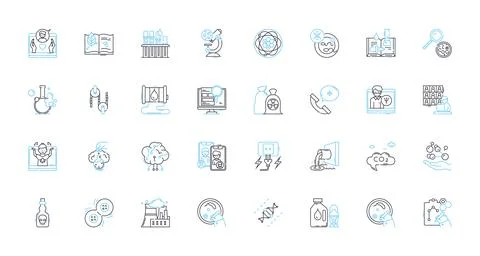 Mathematics calculus linear icons set. derivative, integral, limit, function Stock Illustration